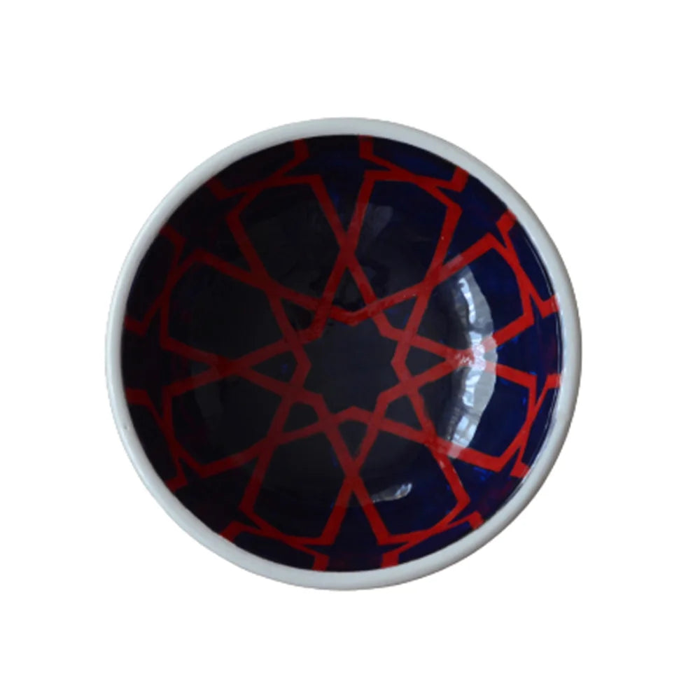 GEOMETRİK ÇİNİ KASE - MAVİ KIRMIZI