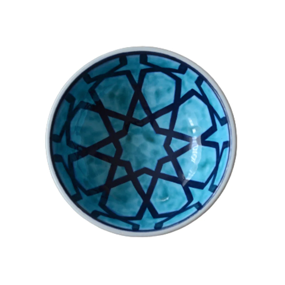 GEOMETRİK ÇİNİ KASE - TURKUAZ - LACİVERT