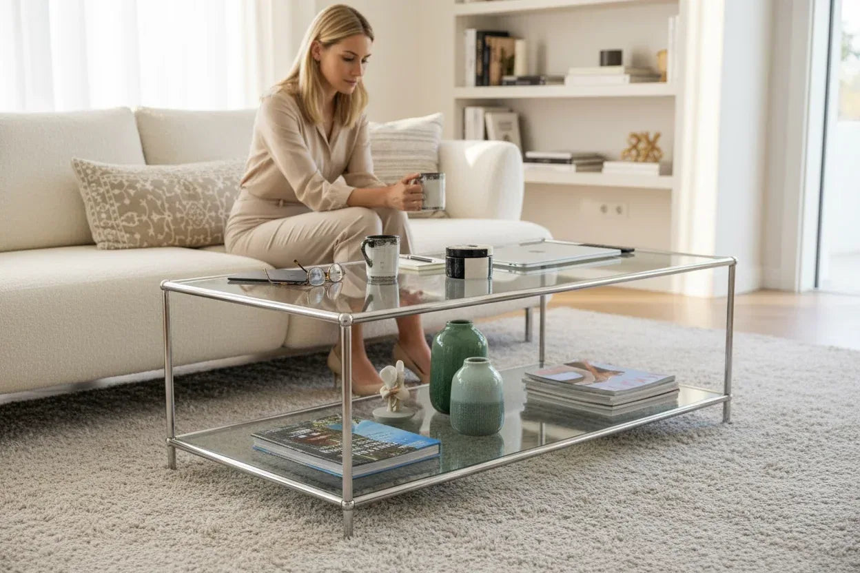 PASLANMAZ BONCUKLU CELİNE ORTA SEHPA - Biconsilio 