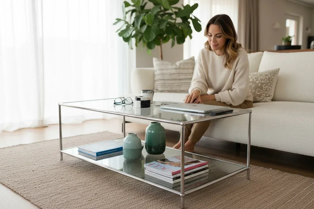 PASLANMAZ BONCUKLU CELİNE ORTA SEHPA - Biconsilio 